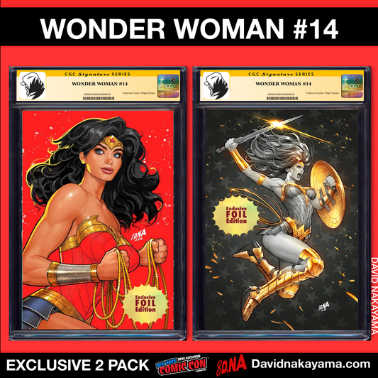 [SIGNED CGC] {FOIL SET} WONDER WOMAN #14 DAVID NAKAYAMA NYCC BLACK & GOLD EXCLUSIVE VIRGIN VAR 9.6+ YELLOW LABEL (04/2025)