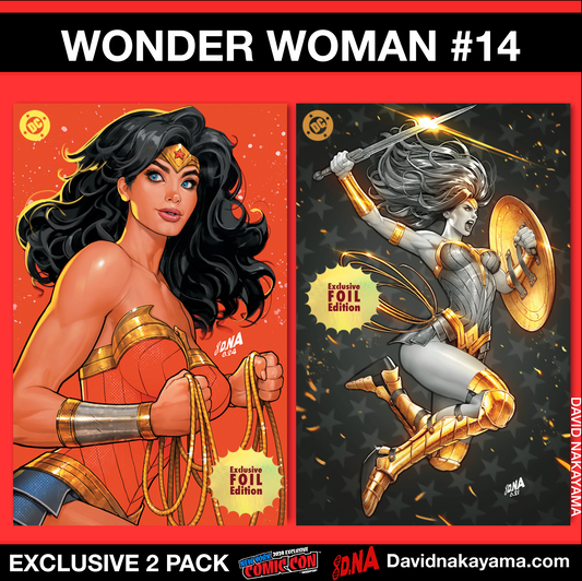 {2 PACK FOIL} WONDER WOMAN #14 DAVID NAKAYAMA NYCC BLACK & GOLD EXCLUSIVE VIRGIN VAR (10/26/2024)