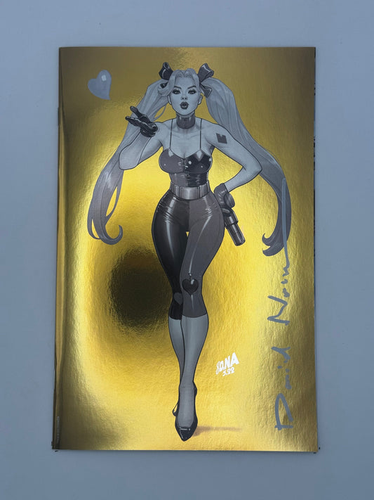 [SIGNED by David Nakayama] HARLEY QUINN #22 UNKNOWN COMICS DAVID NAKAYAMA GOLD FOIL VIRIGN NYCC 2022 B&W VAR (06/26/2023)